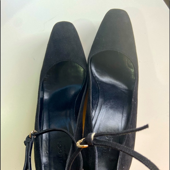 Rare Black Gucci Suede Wedge heels Sz8B - Picture 6 of 13